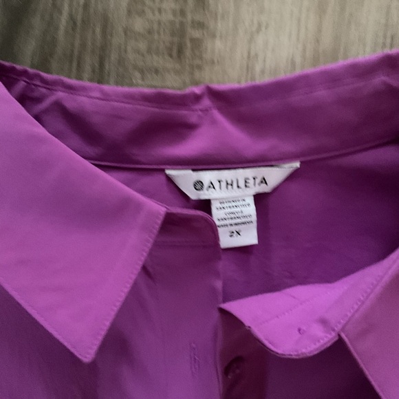 Athleta Performance Oversized Poplin Top in Jazzy Purple Button-Up Shirt Size 2X - Picture 2 of 7
